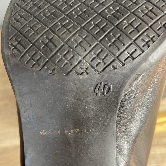 Vintage Y2K Square Toe Distressed Look Brown Leather Heels Chunky Rectangular 40 - Picture 9 of 12